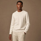 Merano Wool-Cashmere Crewneck Champagne – Side Angle View
