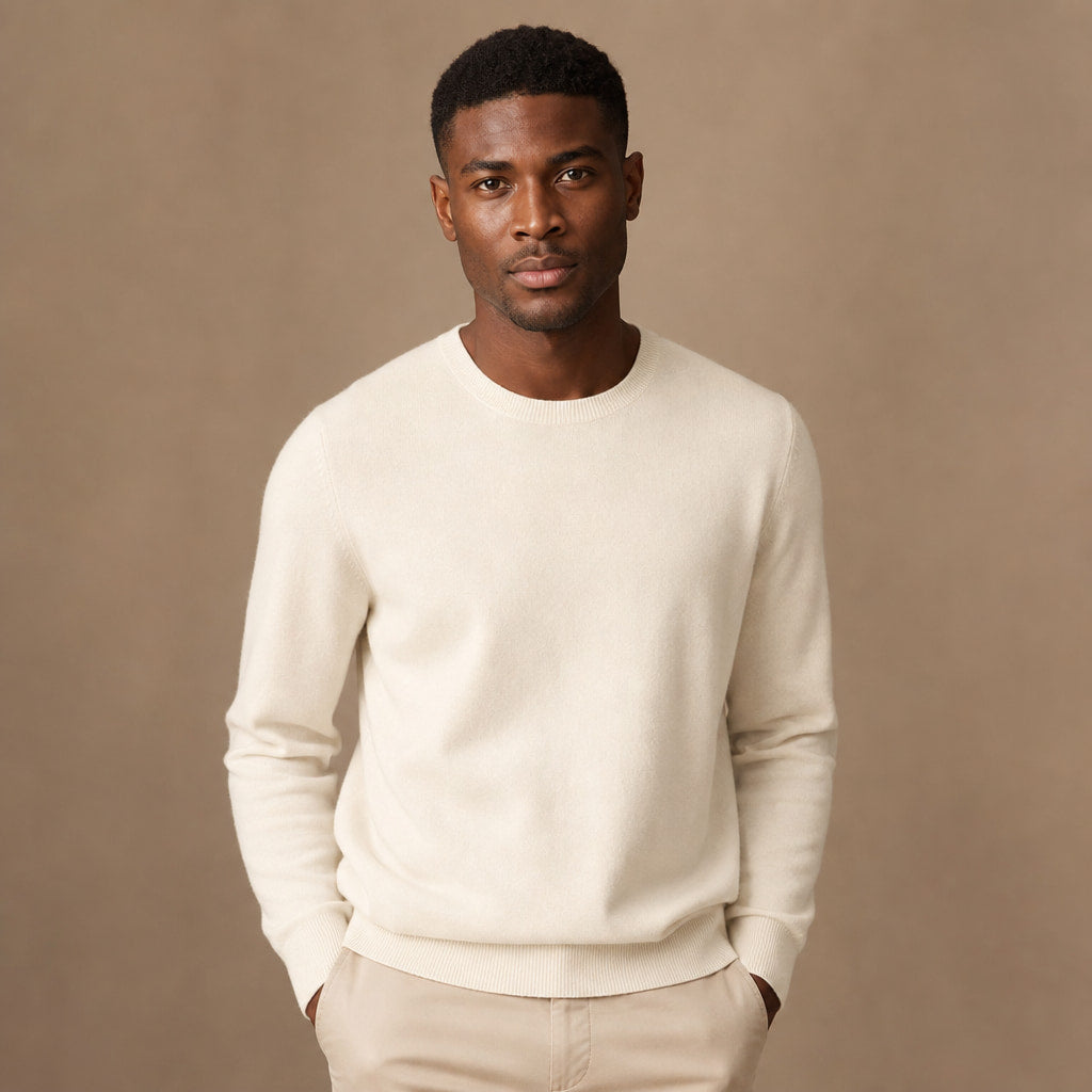 Merano Wool-Cashmere Crewneck Champagne – Product Photo