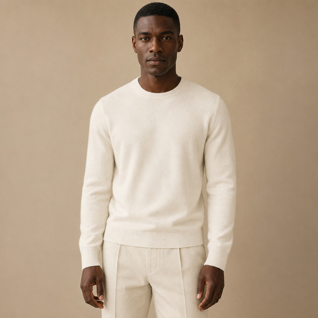 Merano Wool-Cashmere Crewneck in Champagne – Tarlano Premium Menswear