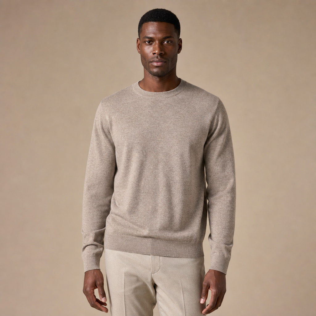 Merano Wool-Cashmere Crewneck in Hemp – Tarlano Premium Menswear