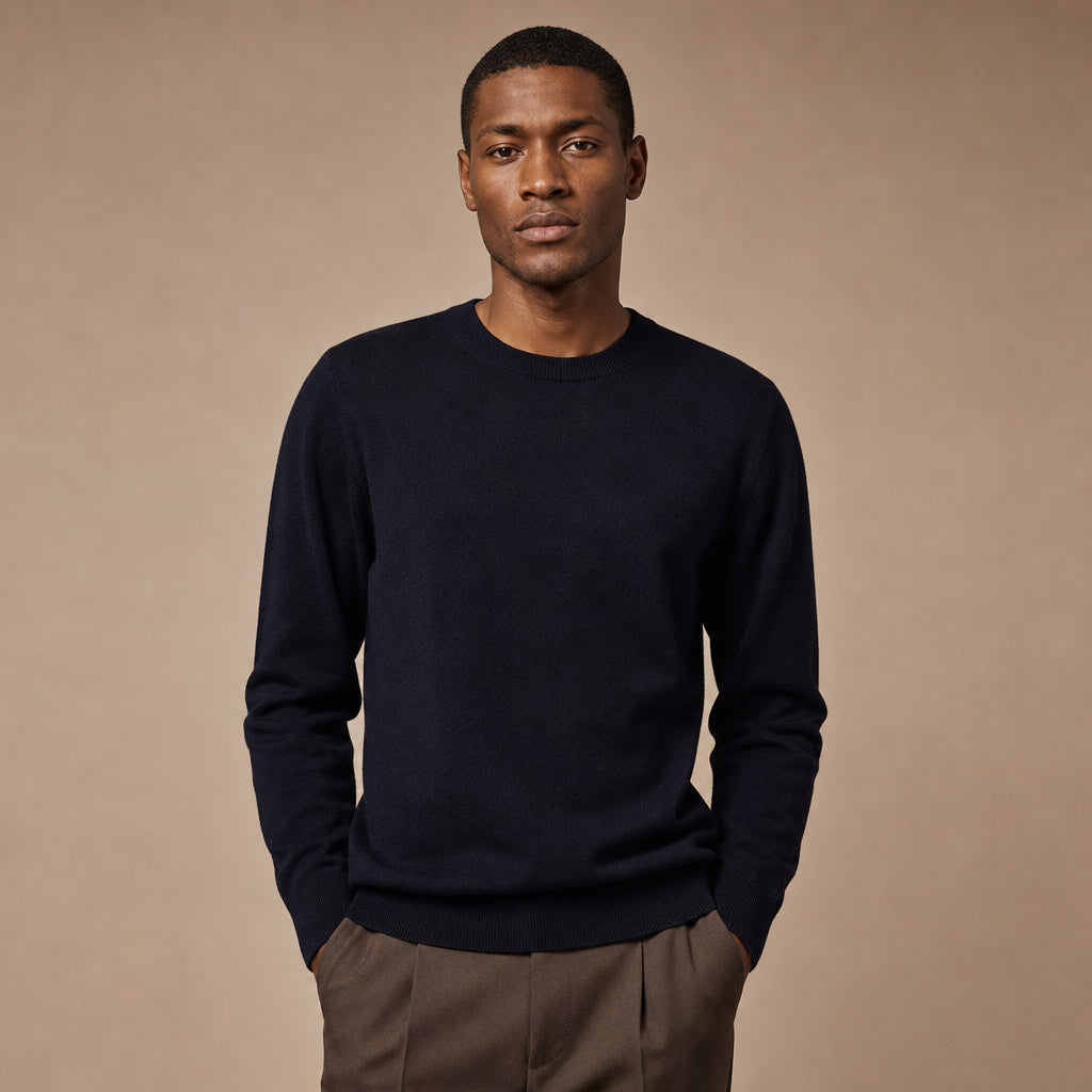 Merano Wool-Cashmere Crewneck Midnight – Product Photo