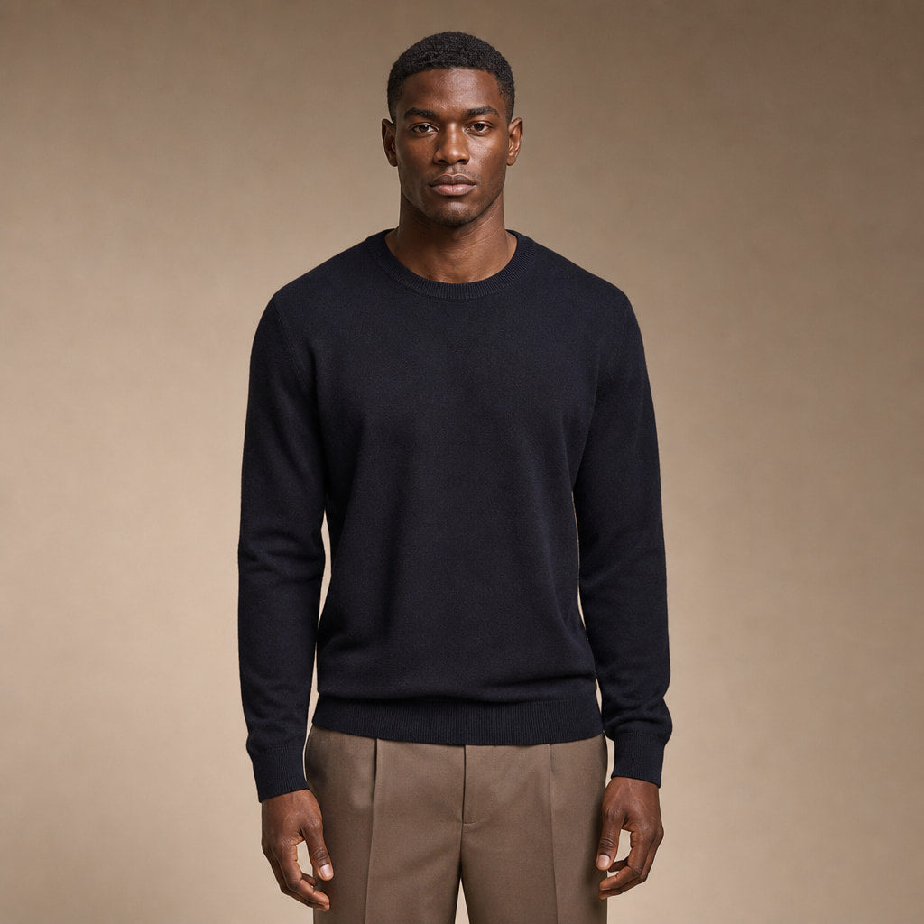 Merano Wool-Cashmere Crewneck in Midnight – Tarlano Premium Menswear