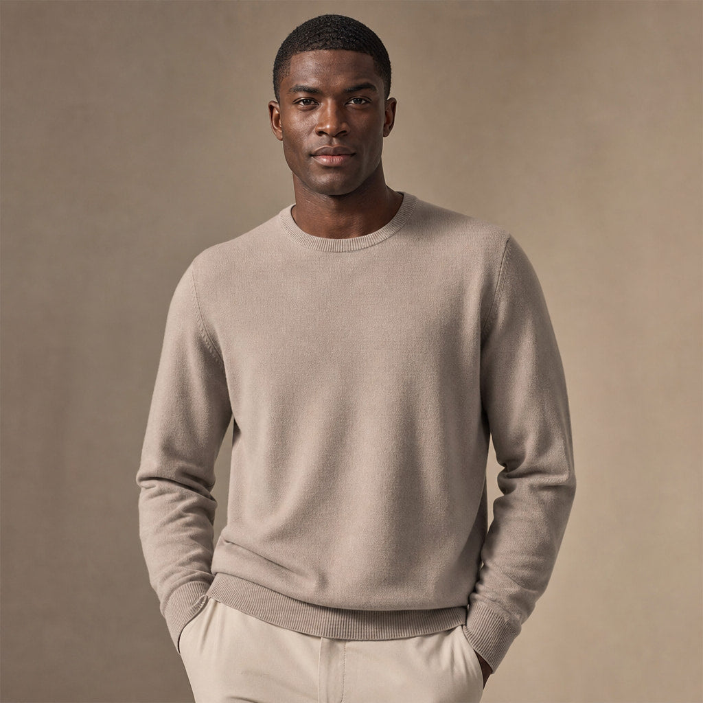 Merano Wool-Cashmere Crewneck Taupe – Product Photo