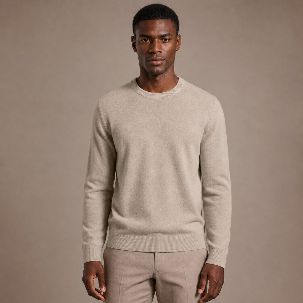 Merano Wool-Cashmere Crewneck in Taupe – Tarlano Premium Menswear