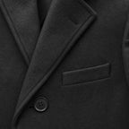 Moonlight Black Single-Breasted Wool Coat For Men Black – Fabric and Detail Close-Up