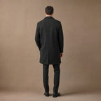 Moonlight Black Single-Breasted Wool Coat For Men Black – Full Look