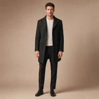 Moonlight Black Single-Breasted Wool Coat For Men in Black – Tarlano Premium Menswear
