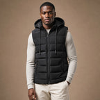 Insulated Vest Detachable Hood Black – Product Photo