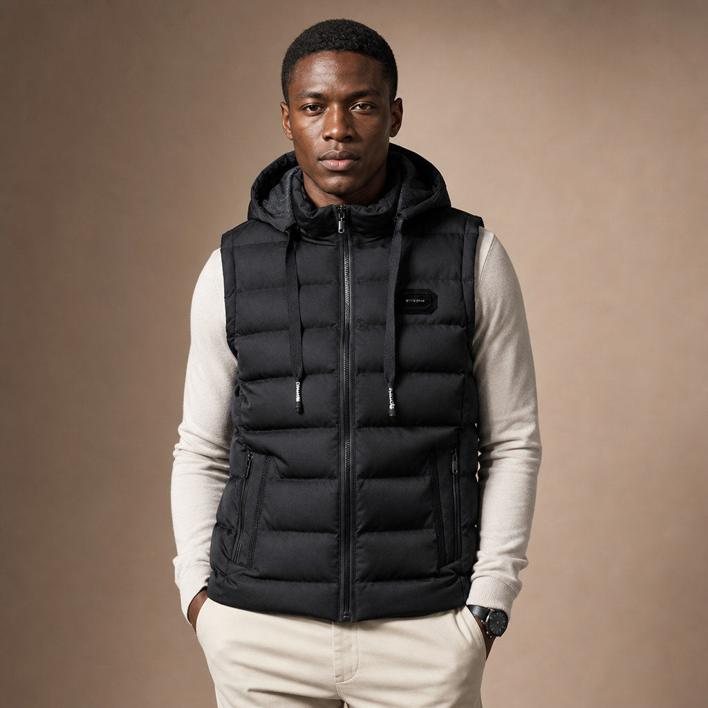 Insulated Vest Detachable Hood in Black – Tarlano Premium Menswear