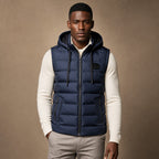 Insulated Vest Detachable Hood in Blue – Tarlano Premium Menswear