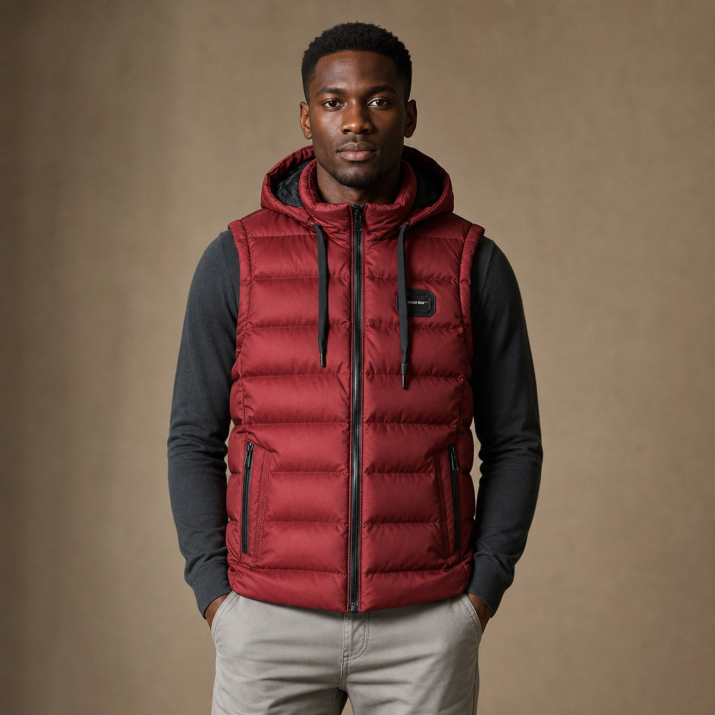 Insulated Vest Detachable Hood in Red – Tarlano Premium Menswear