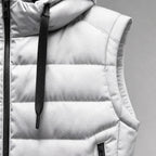 Insulated Vest Detachable Hood White – Fabric and Detail Close-Up