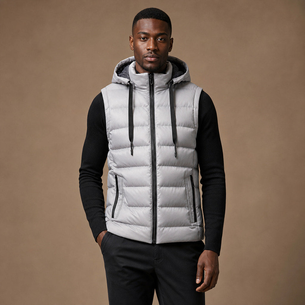 Insulated Vest Detachable Hood in White – Tarlano Premium Menswear