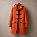 Musefire Orange Wool Duffle Coat with Hood For Men Orange – Product Photo