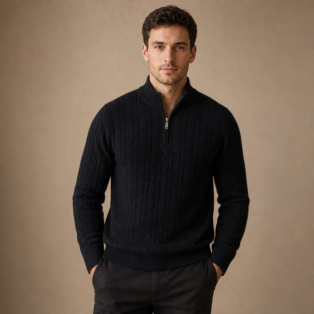 Nantucket Knit Quarter Zip in Black – Tarlano Premium Menswear