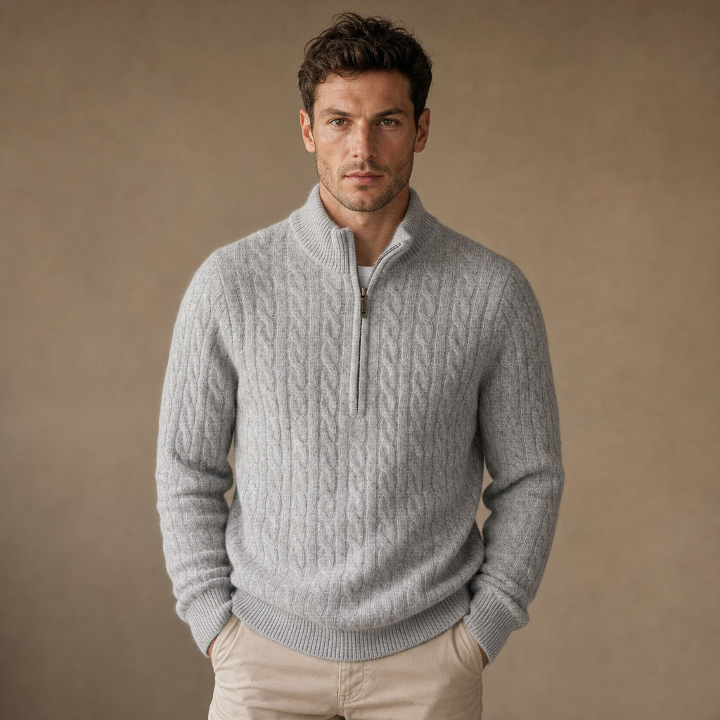 Nantucket Knit Quarter Zip in Light Gray – Tarlano Premium Menswear