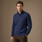 Nantucket Knit Quarter Zip Midnight Navy – Side Angle View
