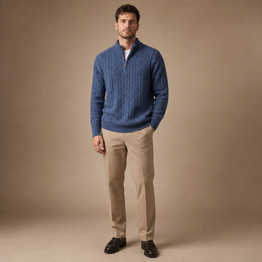 Nantucket Knit Quarter Zip Midnight Navy – Full Look