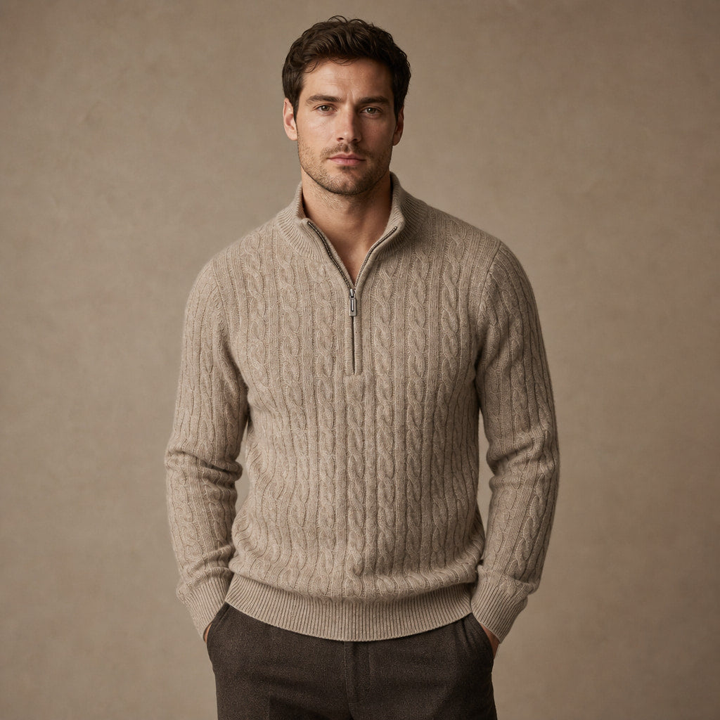 Nantucket Knit Quarter Zip in Oat – Tarlano Premium Menswear