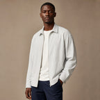 Nantucket Striped Zip-Up Longsleeve Light Gray – Side Angle View