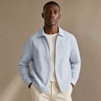Nantucket Striped Zip-Up Longsleeve Pastel Blue – Product Photo