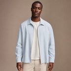 Nantucket Striped Zip-Up Longsleeve in Pastel Blue – Tarlano Premium Menswear