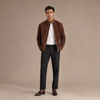 Nightvale Dark Brown Suede Leather Bomber Jacket For Men Brown – Full Look