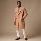 Nimbus Double-breasted Tan Wool Overcoat For Men Tan – Side Angle View