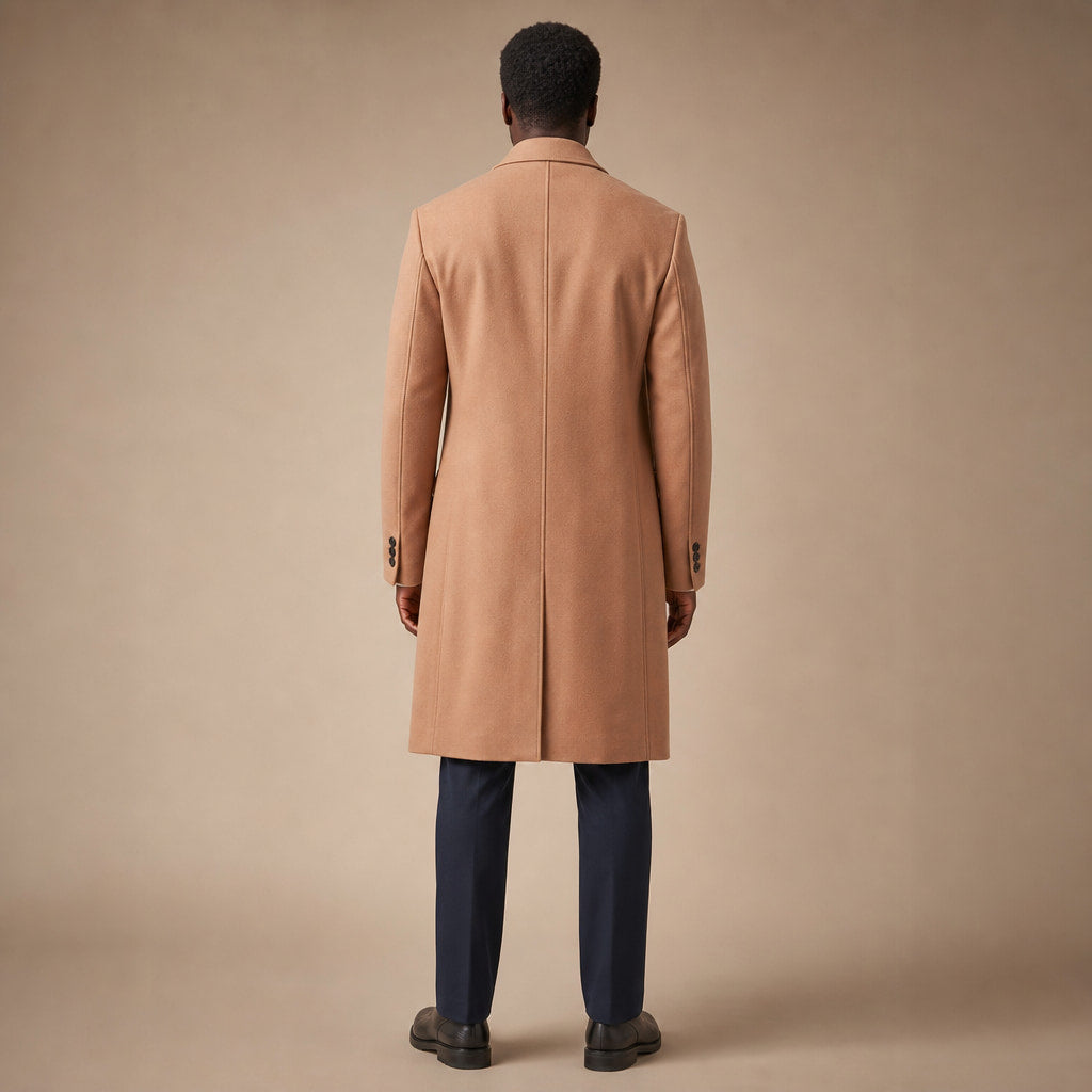 Nimbus Double-breasted Tan Wool Overcoat For Men Tan – Full Look
