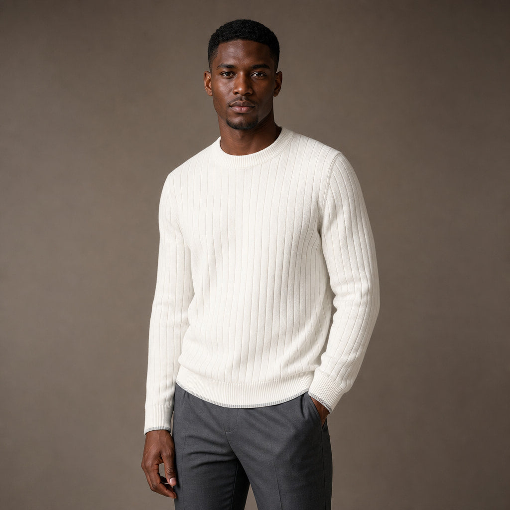 Noli Ribbed Crewneck Ivory – Side Angle View