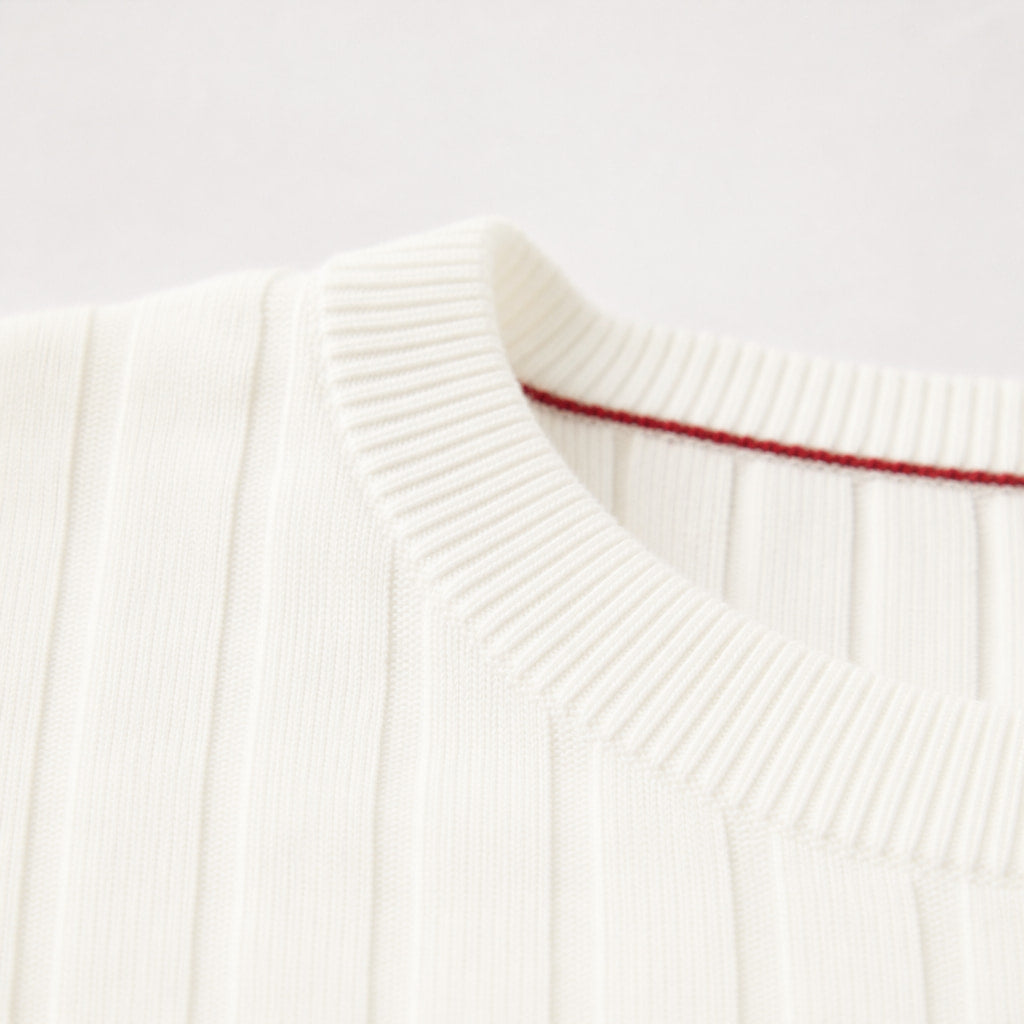 Noli Ribbed Crewneck Ivory – Fabric and Detail Close-Up