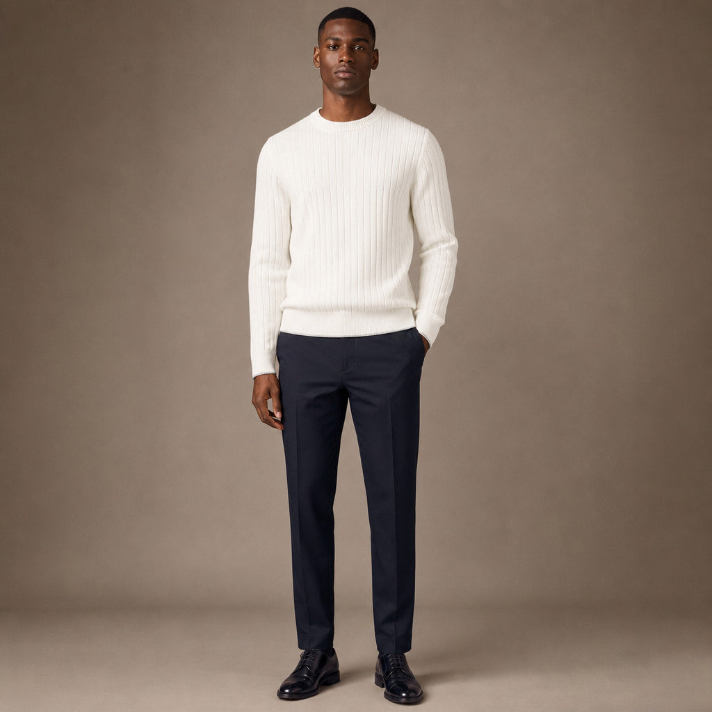 Noli Ribbed Crewneck Ivory – Full Look