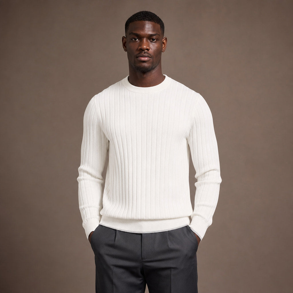 Noli Ribbed Crewneck Ivory – Product Photo
