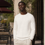 Noli Ribbed Crewneck Ivory – Styled Editorial Shot