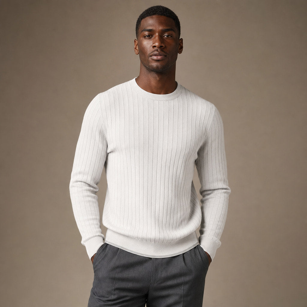 Noli Ribbed Crewneck Light Gray – Product Photo