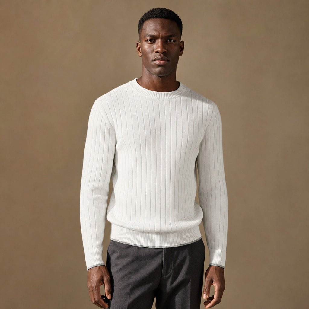 Noli Ribbed Crewneck in Light Gray – Tarlano Premium Menswear