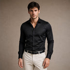Dress Shirt Slim Fit Stretch in Black – Tarlano Premium Menswear