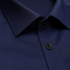Dress Shirt Slim Fit Stretch Navy – Fabric and Detail Close-Up