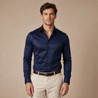 Dress Shirt Slim Fit Stretch in Navy – Tarlano Premium Menswear