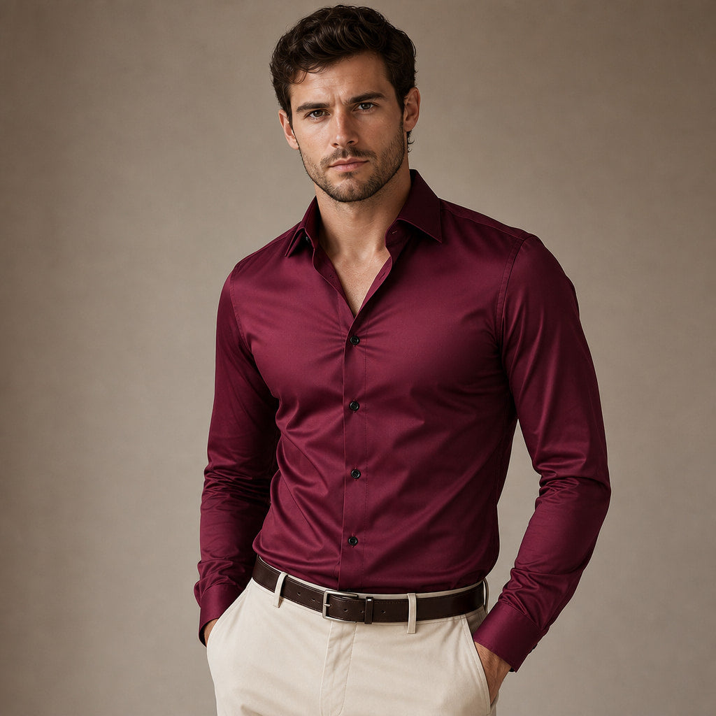 Dress Shirt Slim Fit Stretch Red – Product Photo