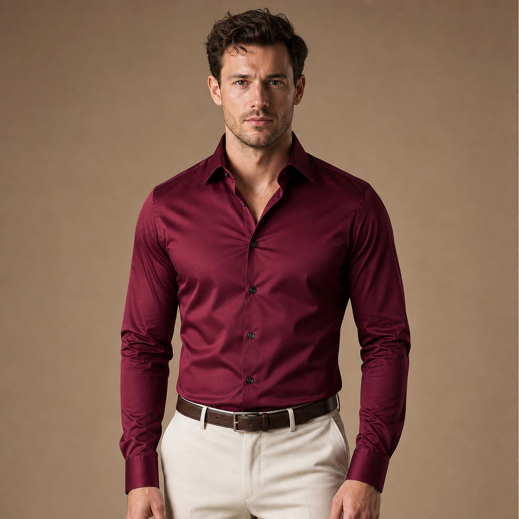 Dress Shirt Slim Fit Stretch in Red – Tarlano Premium Menswear