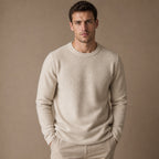 Numana Wool Birdseye Crewneck Champagne – Product Photo
