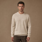 Numana Wool Birdseye Crewneck in Champagne – Tarlano Premium Menswear