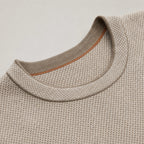 Numana Wool Birdseye Crewneck Oat – Fabric and Detail Close-Up