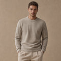 Numana Wool Birdseye Crewneck Oat – Product Photo
