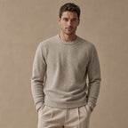 Numana Wool Birdseye Crewneck Oat – Product Photo