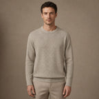 Numana Wool Birdseye Crewneck in Oat – Tarlano Premium Menswear