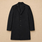 Outlawed Single-breasted Black Wool Overcoat For Men Black – Flat Lay Product Photo