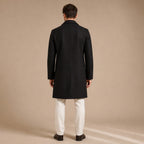 Outlawed Single-breasted Black Wool Overcoat For Men Black – Full Look