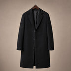 Outlawed Single-breasted Black Wool Overcoat For Men Black – Product Photo